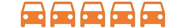 Carsharing Icons Autos in einer Reihe