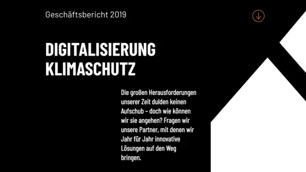 Geschäftsbericht "Digitalisierung und Klimaschutz"